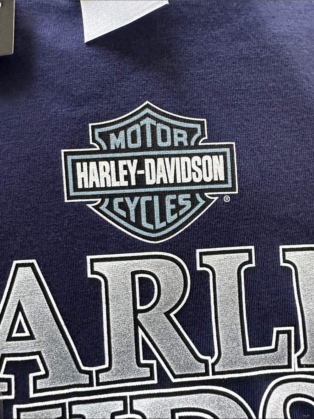 Harley-Davidson Navy Blue Front Logo Short Sleeve Tee - Picture 3 of 5
